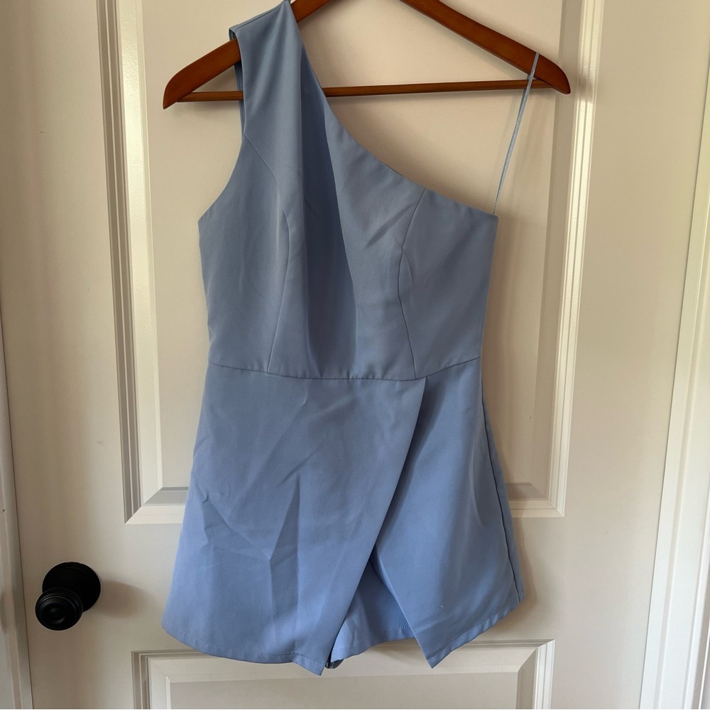 Idem Ditto One-Shoulder Light Blue Romper
